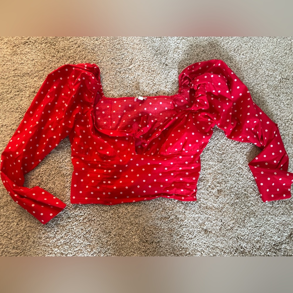Guess Red Polka Dot Women's Top
